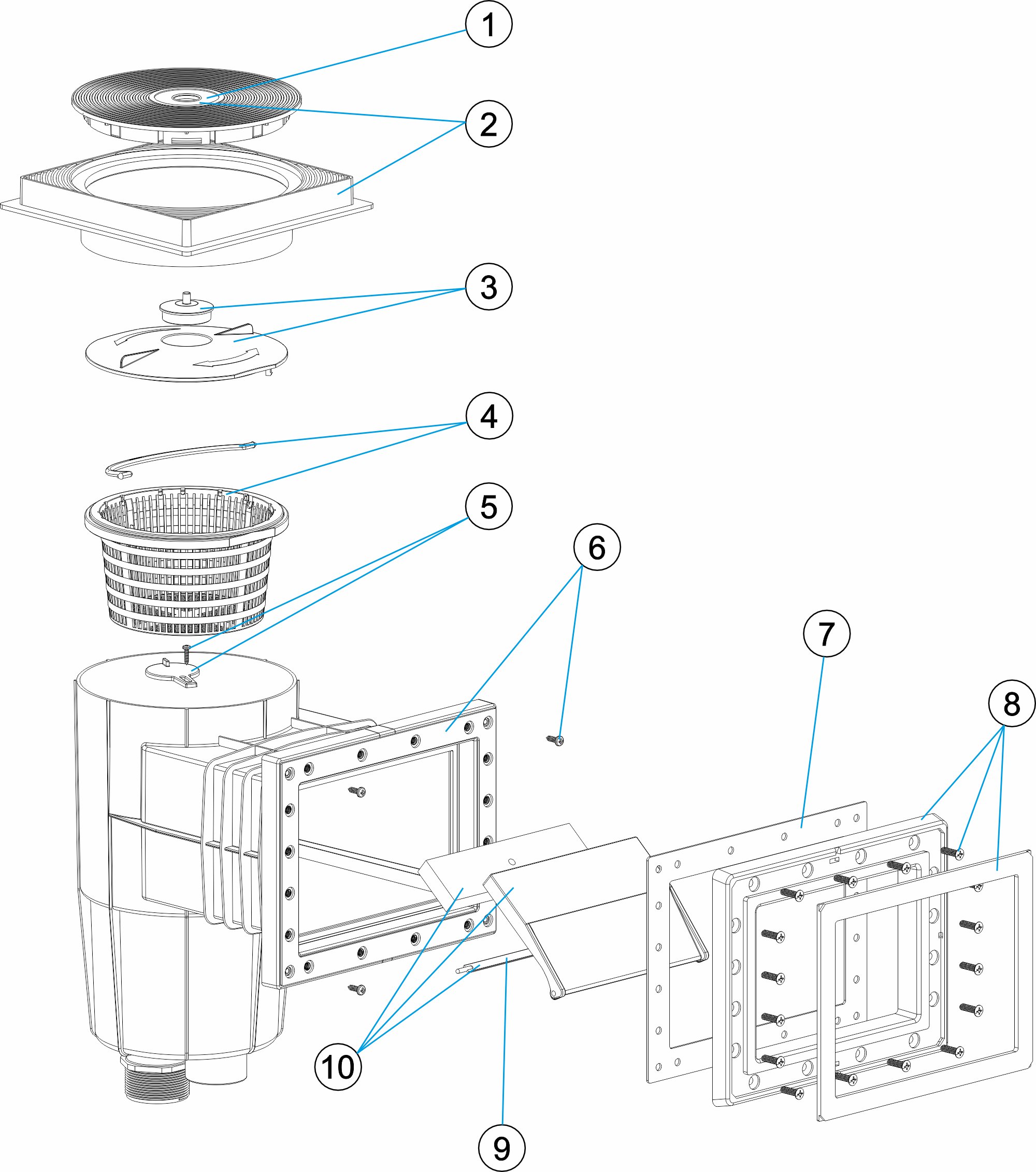 SKIMMER 15L PP .STD. T. CUADRADA BARACUDA