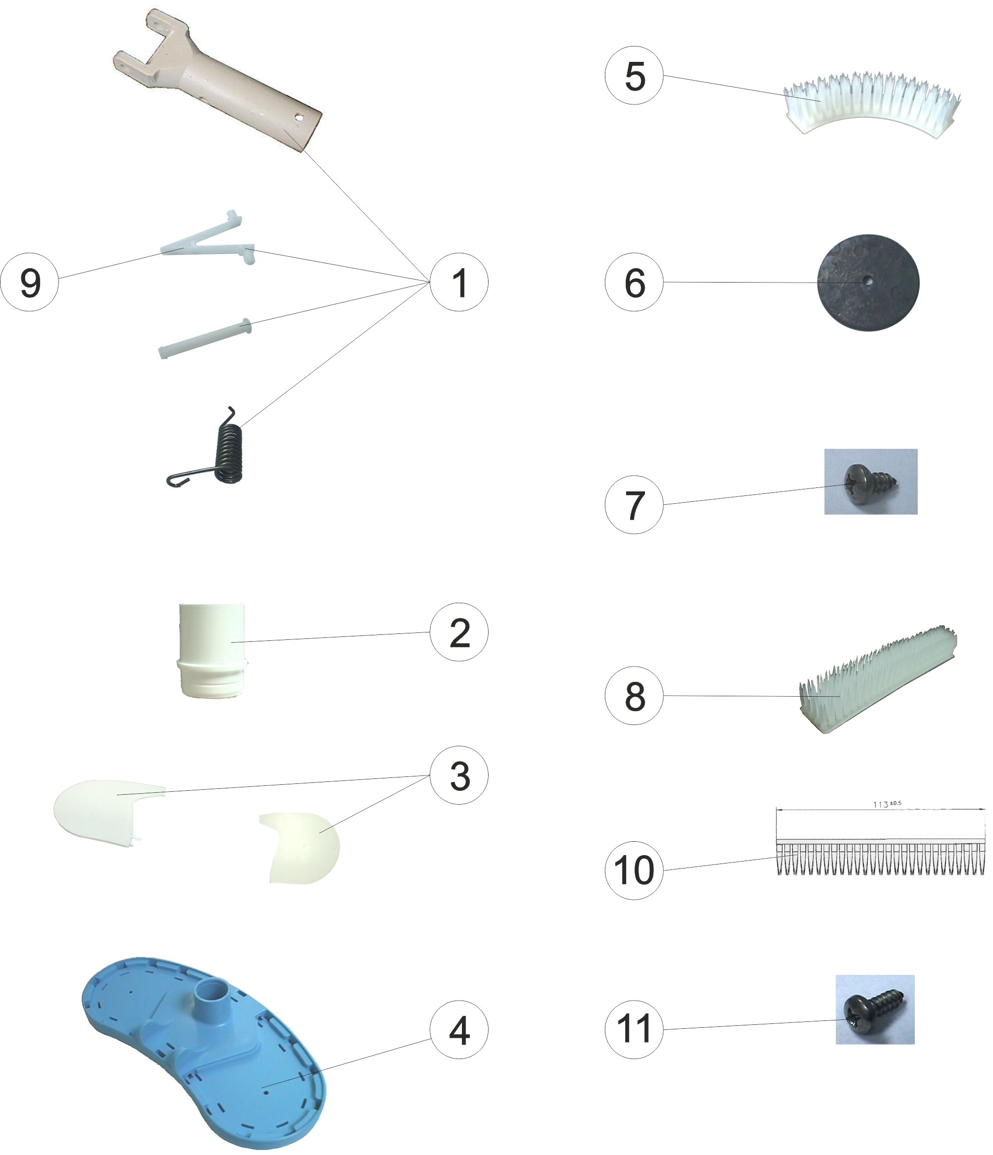 LIMPIAFONDOS OVALADO CLIP CON CEPILLOS LATERALES
