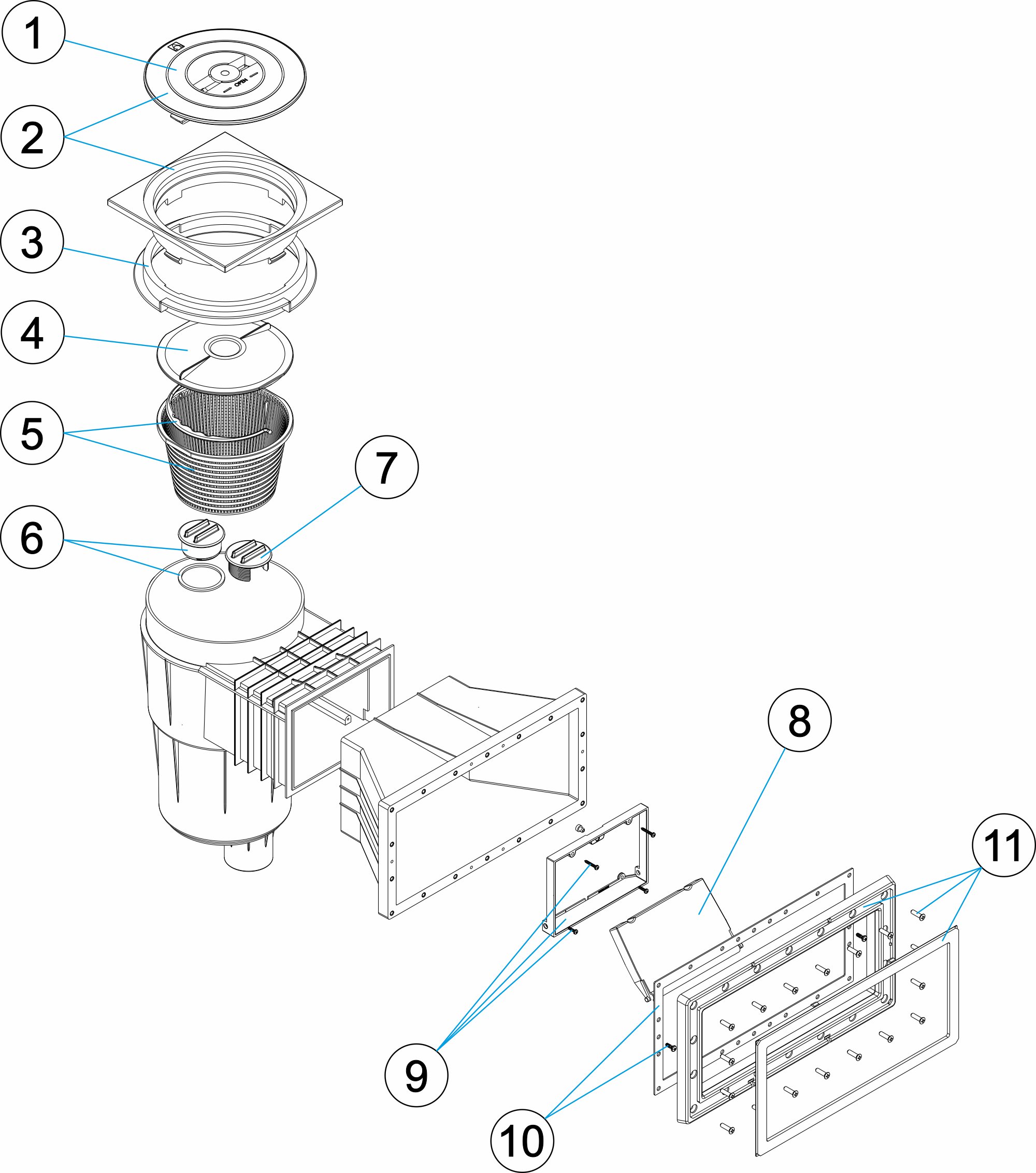 SKIMMER 17,5L PP B.AMPL. T. CUADRADA