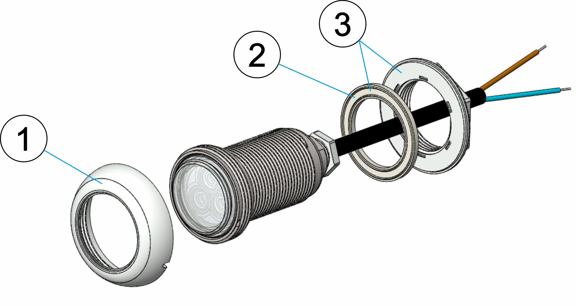 PROYECTOR LEDS NIQUELADO BLANCO-INOX PARA SPAS