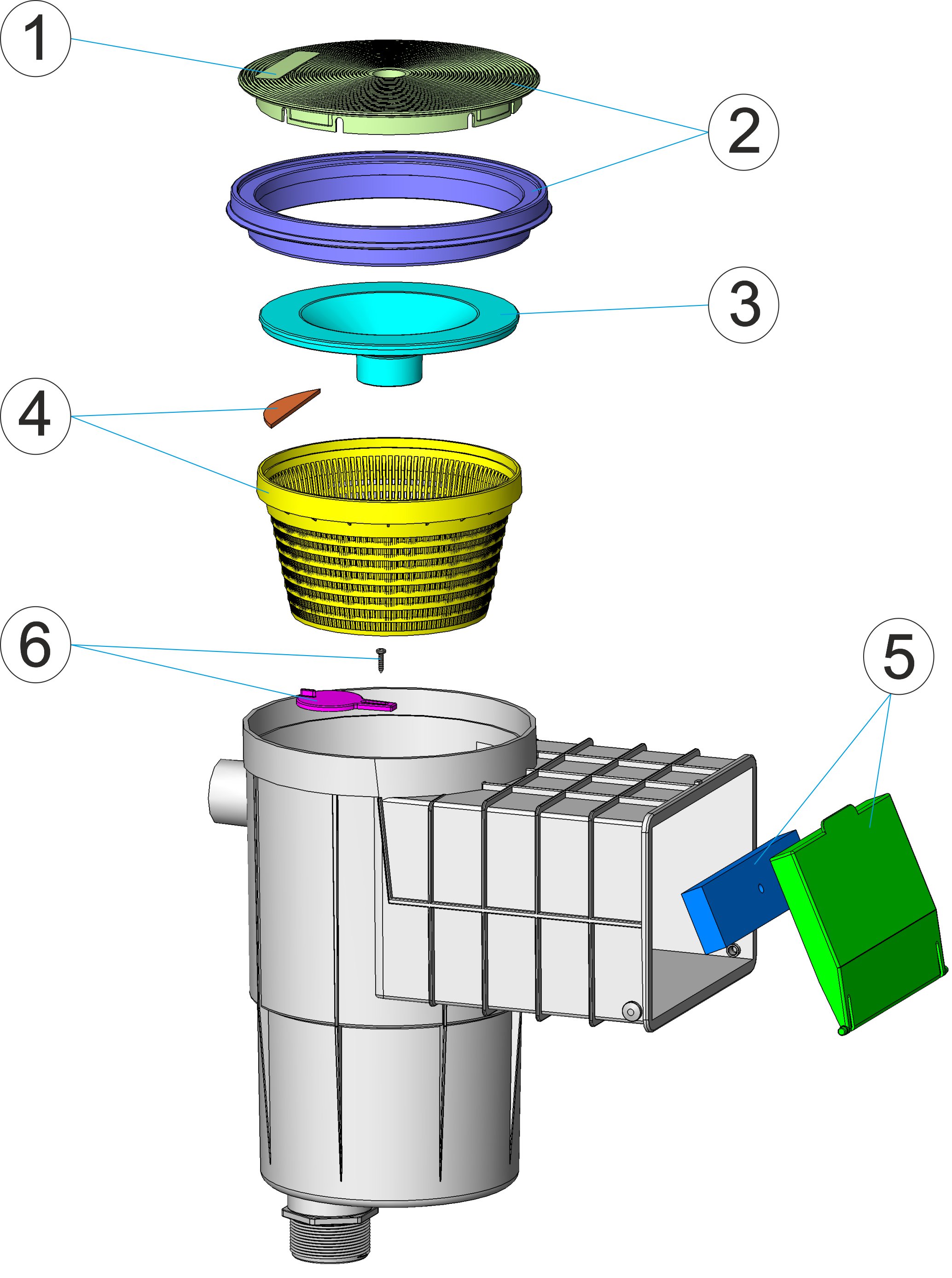 SKIMMER HYDROSWIM PISCINA HORMIGON TAPA REDONDA