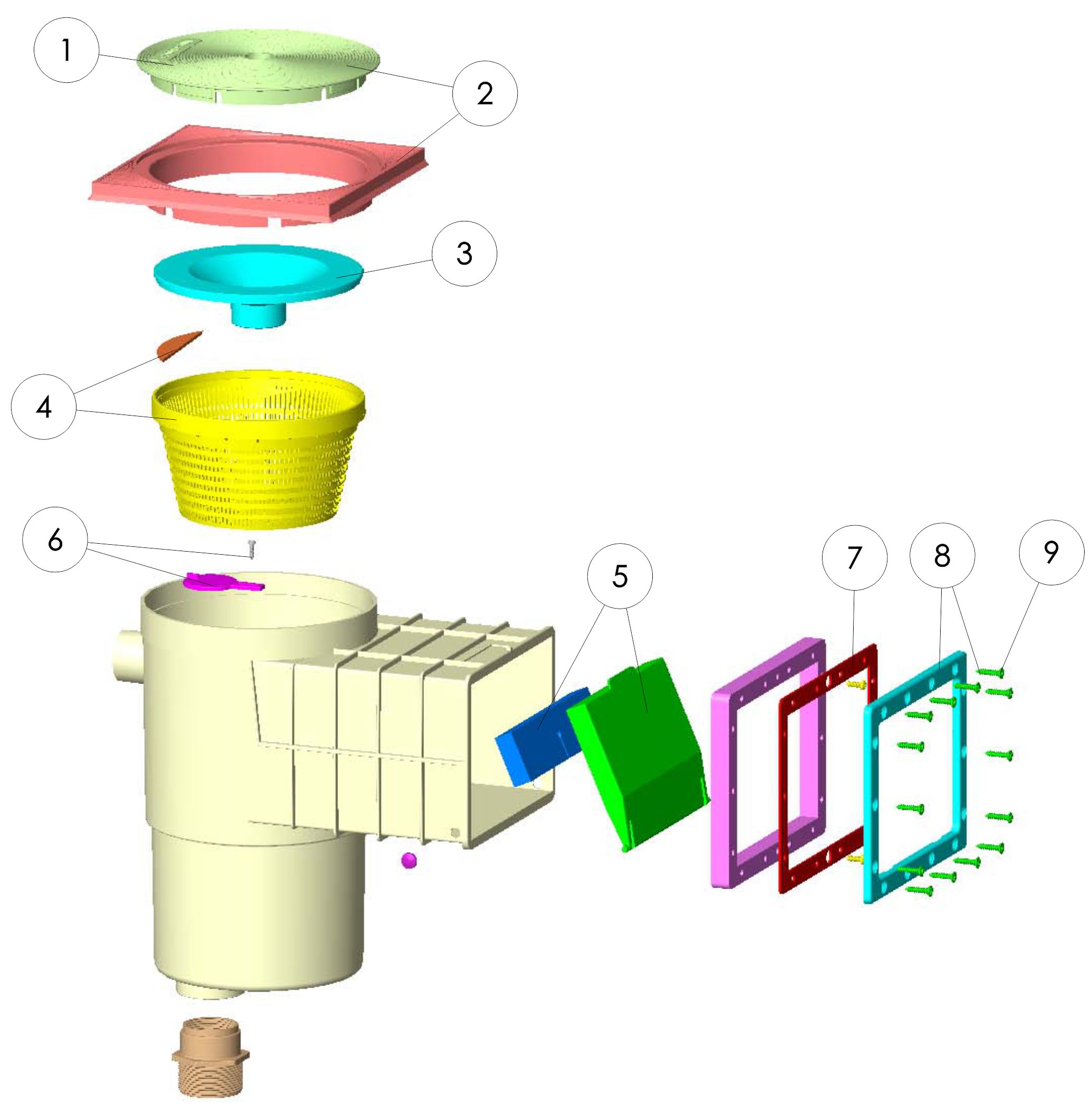 SKIMMER HYDROSWIM BOCA PEQUEÑA PISCINA PREFABRICADA TAPA CUADRADA