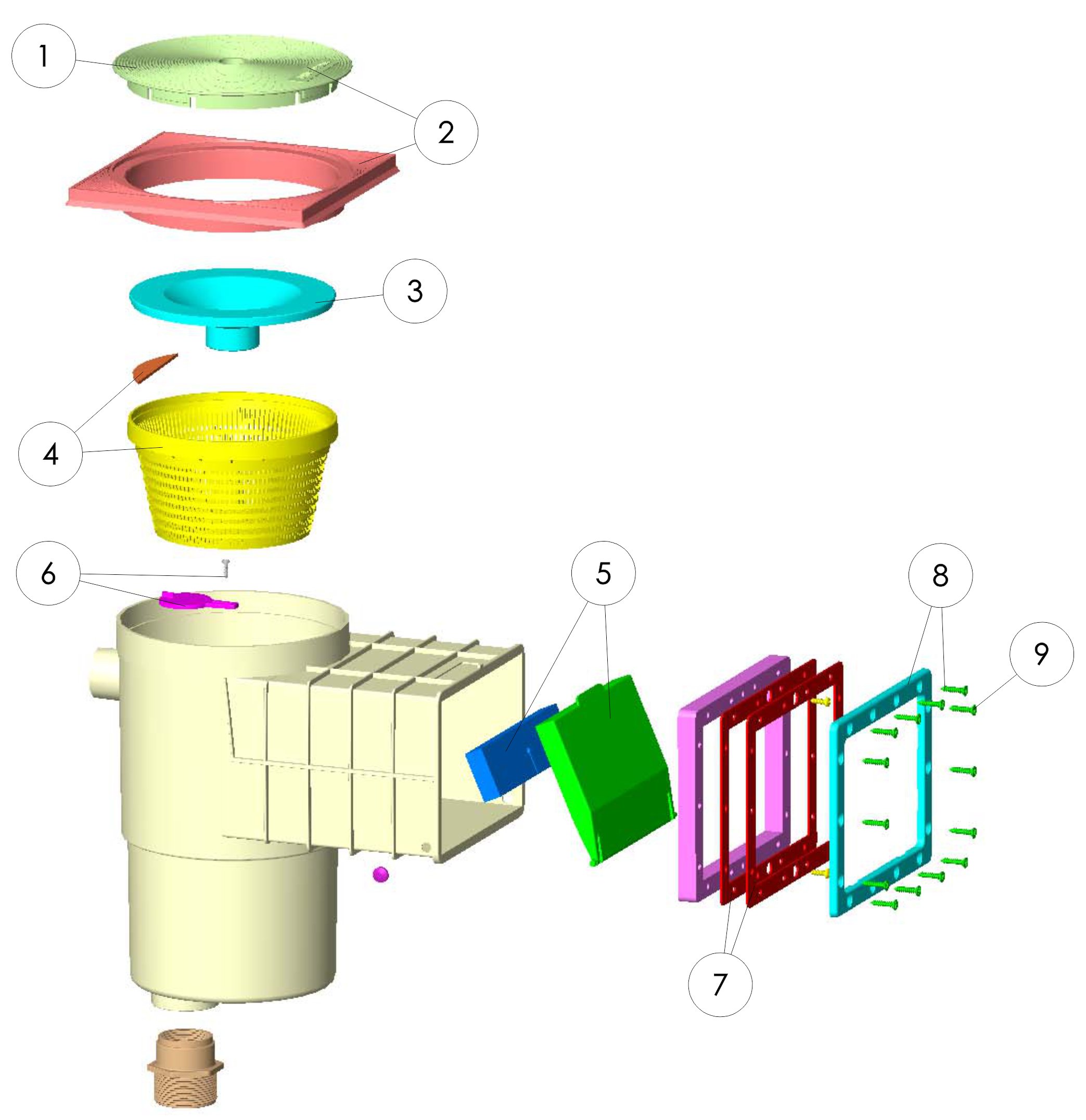 SKIMMER HYDROSWIM BOCA PEQUEÑA PISCINA PREFABRICADA LINER TAPA CUADRADA