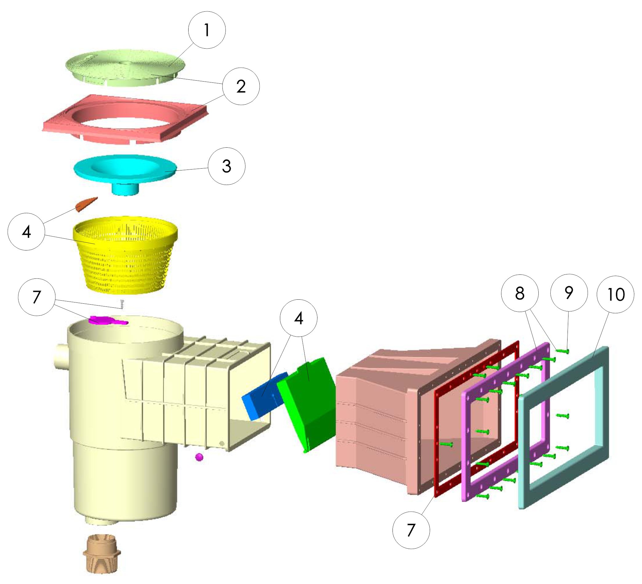 SKIMMER HYDROSWIM BOCA AMPLIACION PISCINA PREFABRICADA TAPA CUADRADA