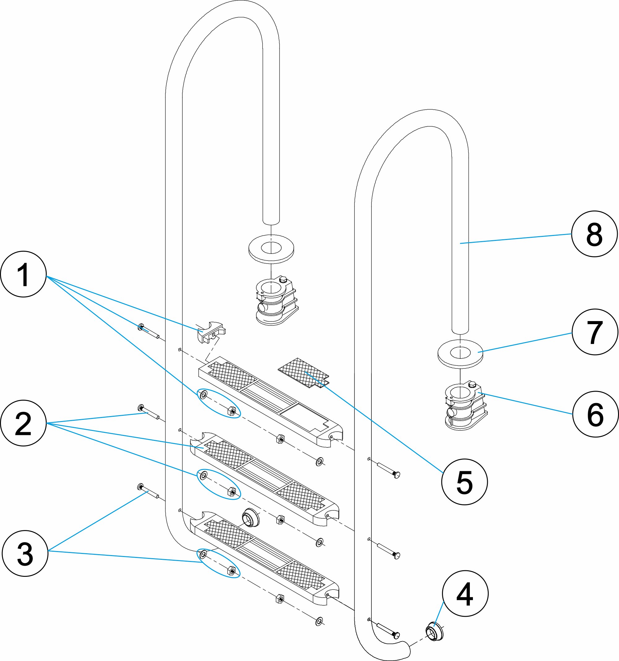 ESCALERA MURO PLUS 3-4-5 PELDAÑOS AISI-316