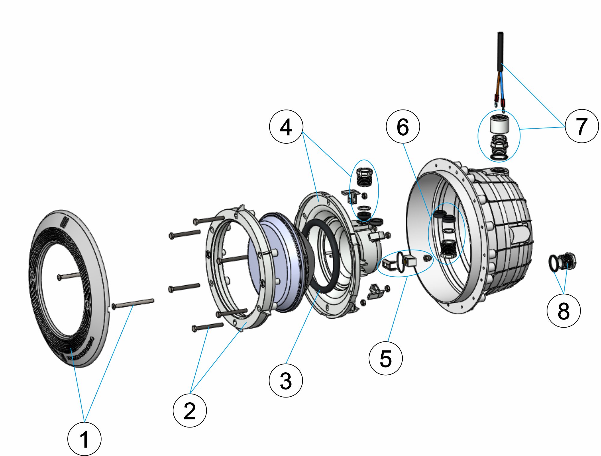 PROYECTOR LEDS BLANCO/RGB PISCINA HORMIGON
