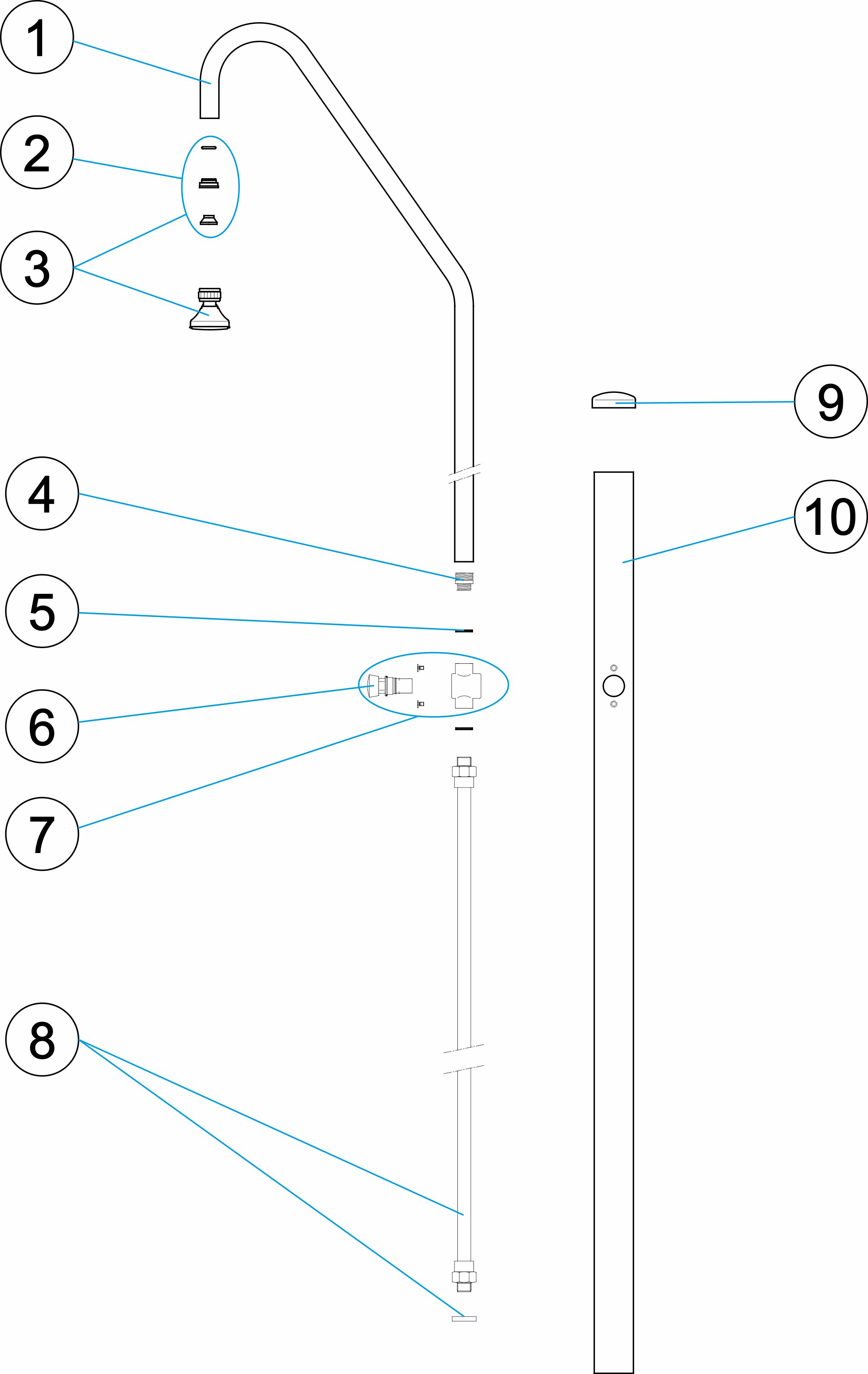 DUCHA 1 ROCIADOR Y 1 VALVULA TEMP. TUBO D. 63